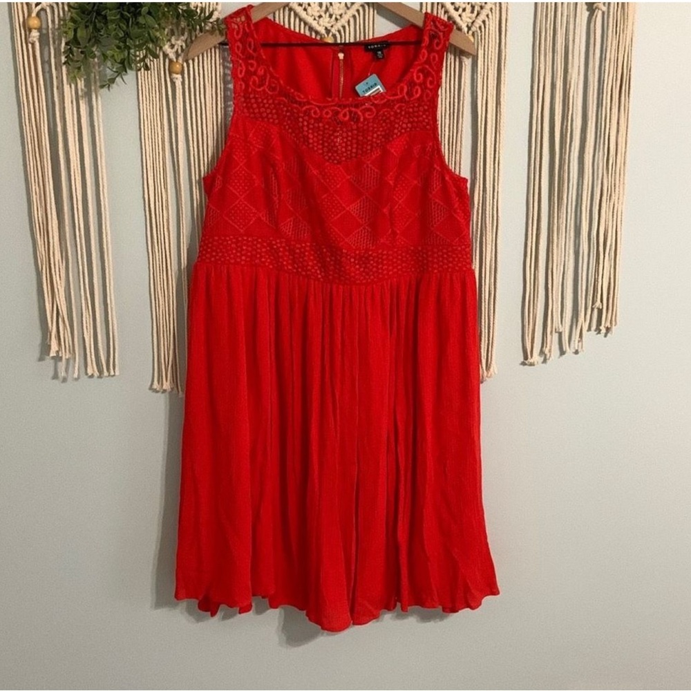 Torrid Crochet Gauze Red Skater Dress
